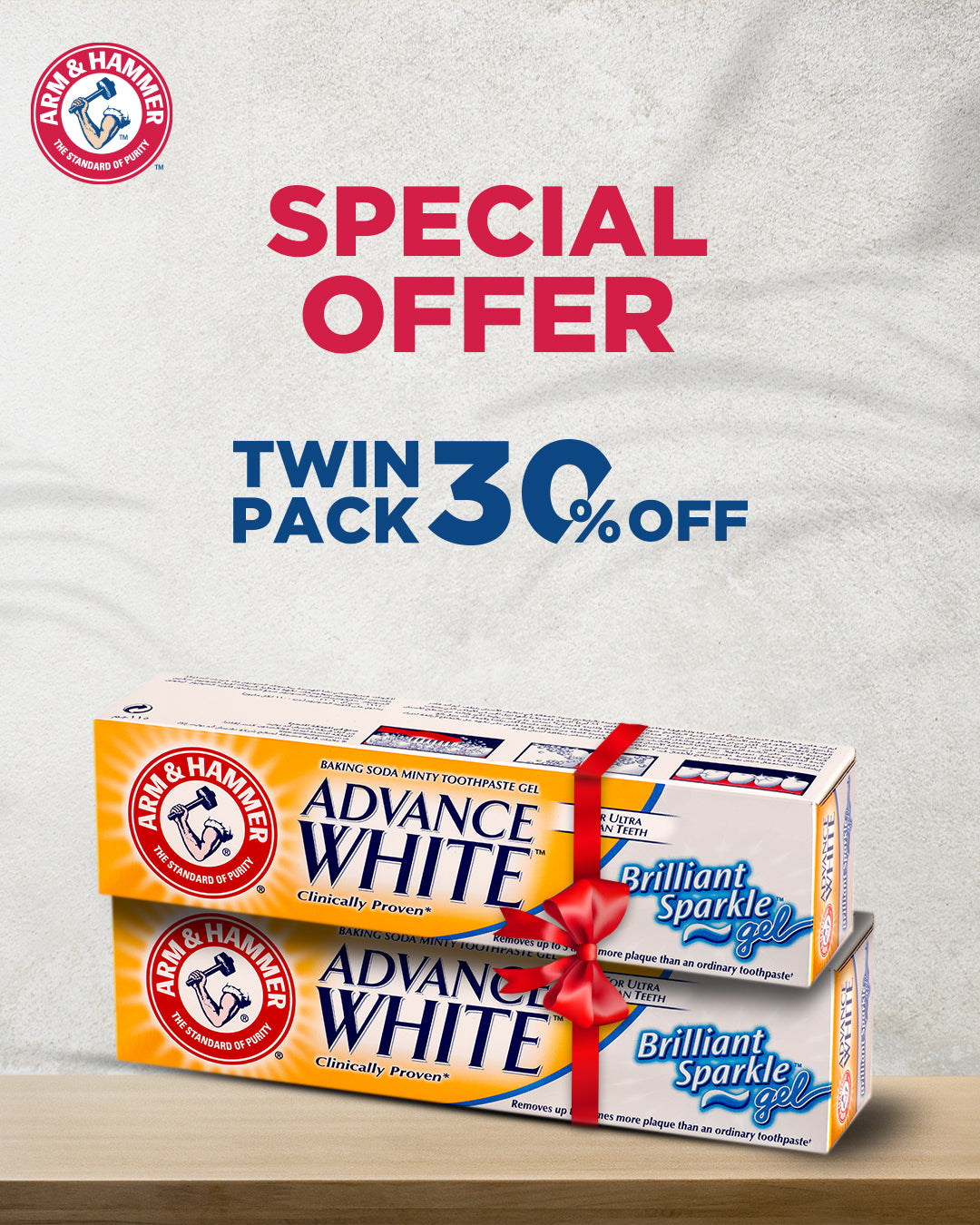 Arm & Hammer Advanced White Brilliant Sparkle Gel T/P 115G  (TWIN PACK 30% OFF)
