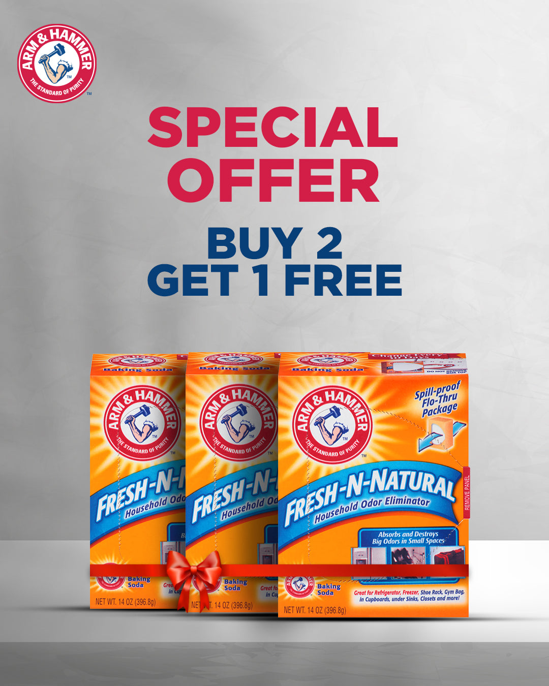 A&H BAKING SODA FRESH-N-NATURAL 340GM (2+1 FREE)