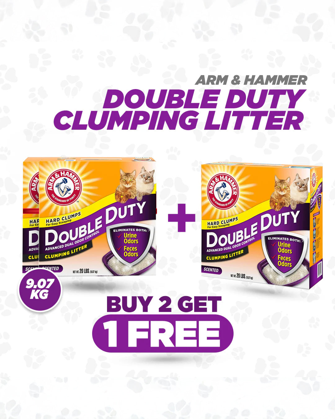 A&H DOUBLE DUTY CLUMPING LITTER 9.07 KG (2+1 FREE)