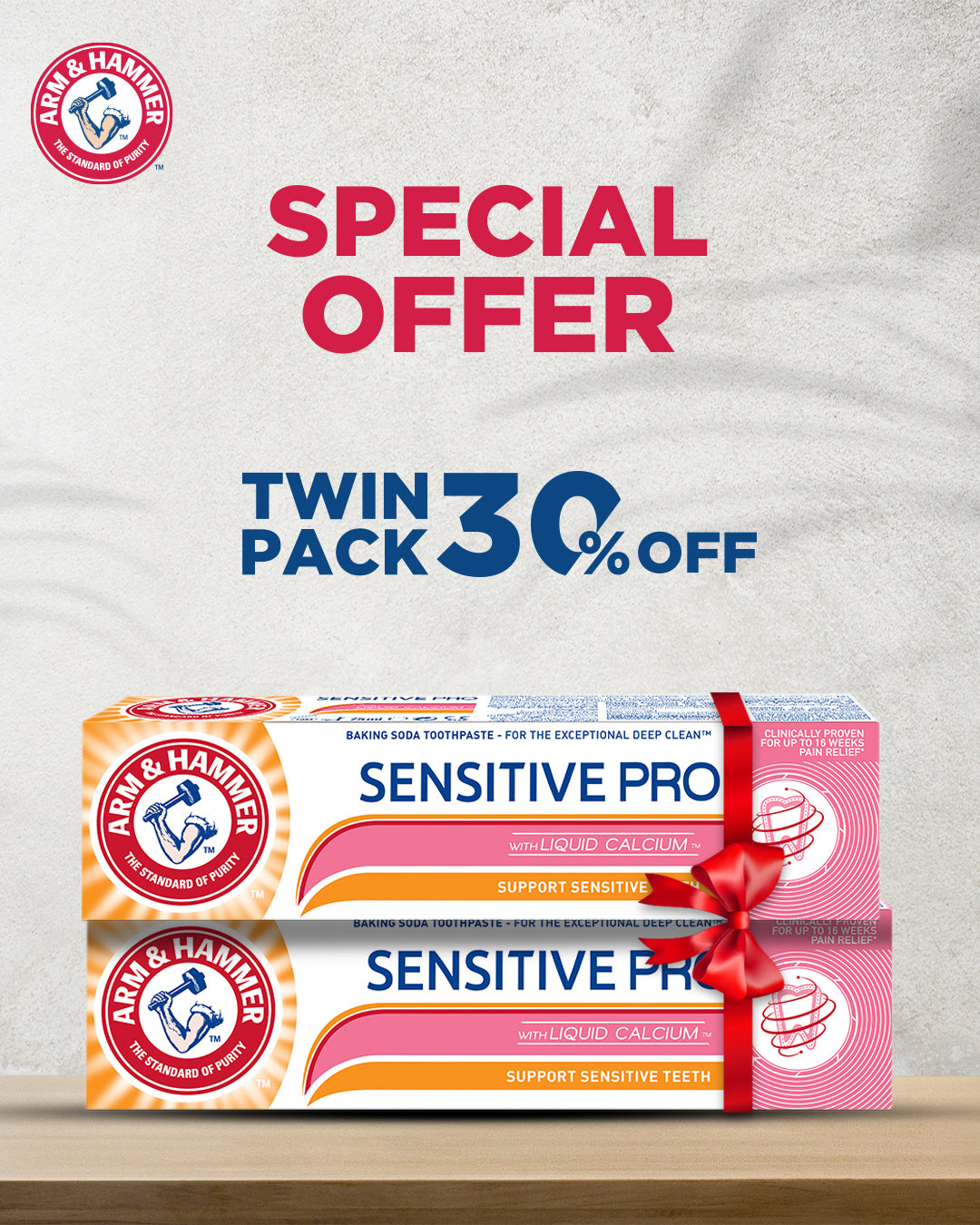 Arm & Hammer SENSITIVE PRO REPAIR TOOTHPASTE 75ML (TWIN PACK 30% OFF)