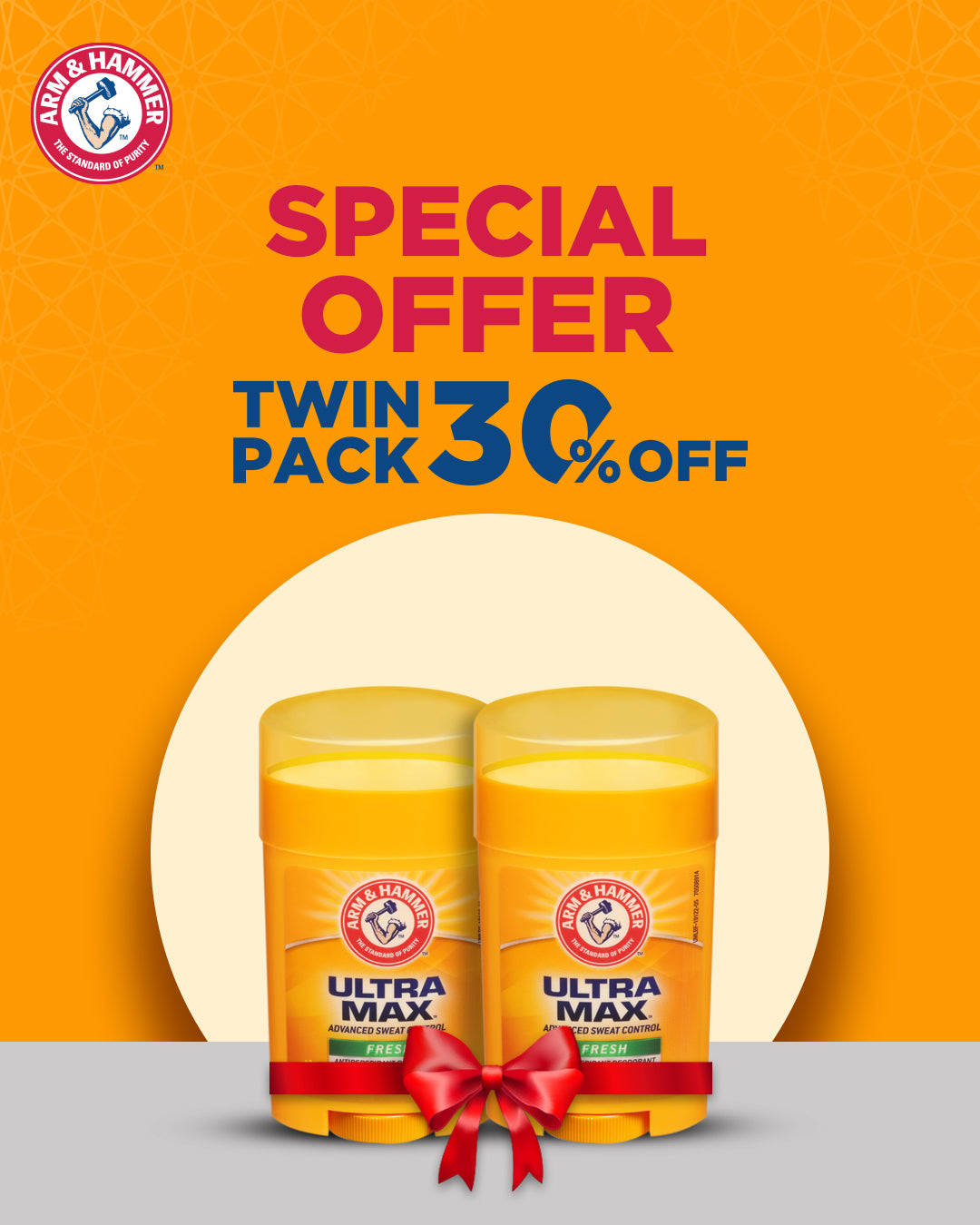 Arm & Hammer ULTRAMAX™ DEODORANT STICK FRESH 28GM (TWIN PACK 30% OFF)